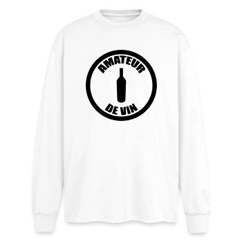 Wein-/Alkoholliebhaber - Oversized Langarmshirt  - Weiß - Vorne - AI Model Male 185 light (185cm)