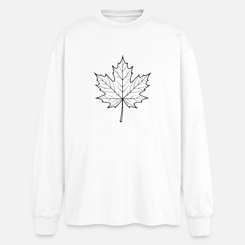 Ahornblatt Linien-Design - Oversized Langarmshirt  - Weiß