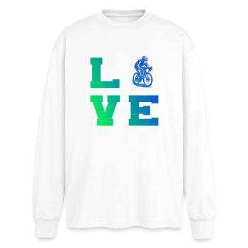 Klare Roadbike Botschaft - Oversized Langarmshirt  - Weiß - Vorne - AI Model Male 185 light (185cm)