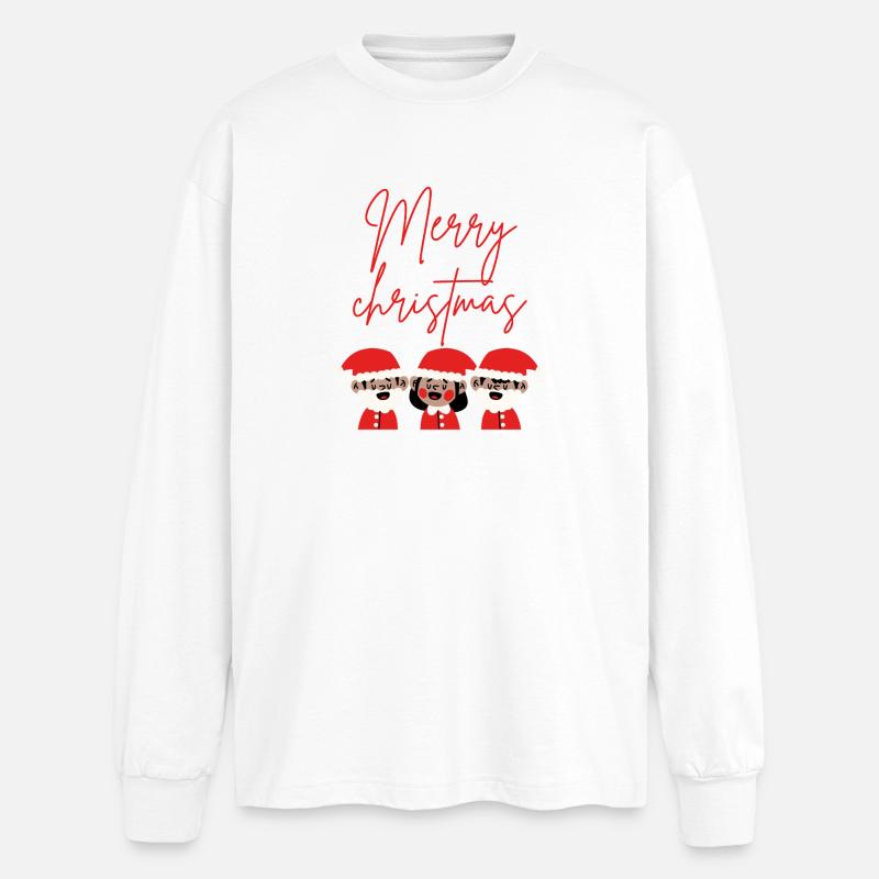 Frohe Weihnachten - Oversized Langarmshirt  - Weiß