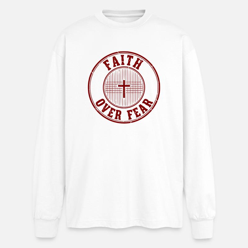 Glaube über Angst Emblem - Oversized Langarmshirt  - Weiß