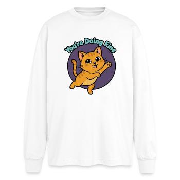 Katzen-Mutmacher: You're Doing Fine - Oversized Langarmshirt  - Weiß - Vorne - AI Model Male 185 light (185cm)