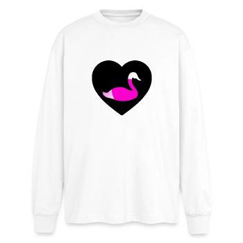 swan - Oversized Long Sleeve T-Shirt - white - Front - AI Model Male 185 light (185cm)