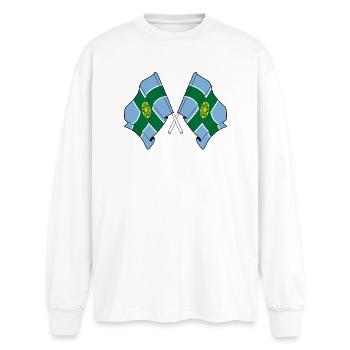 Drapeaux du Derbyshire croisés - T-shirt manches longues oversize - blanc - Devant - AI Model Male 185 light (185cm)