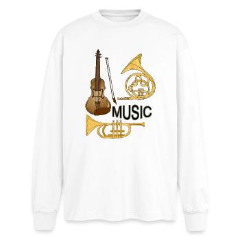 Musikinstrumente - Oversized Langarmshirt  - Weiß - Vorne - AI Model Male 185 light (185cm)