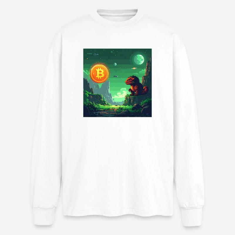 Space Bitcoin Odyssee - Oversized Langarmshirt  - Weiß