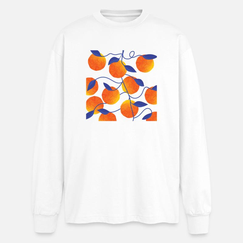 Orangen - Oversized Langarmshirt  - Weiß