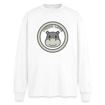 Hippo Love Hippo Logo Badge - T-shirt manches longues oversize - blanc - Devant - AI Model Male 185 light (185cm)