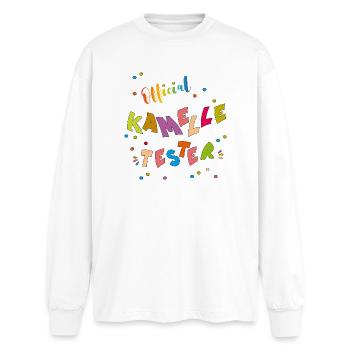 Kamelle Tester - T-shirt manches longues oversize - blanc - Devant - AI Model Male 185 light (185cm)
