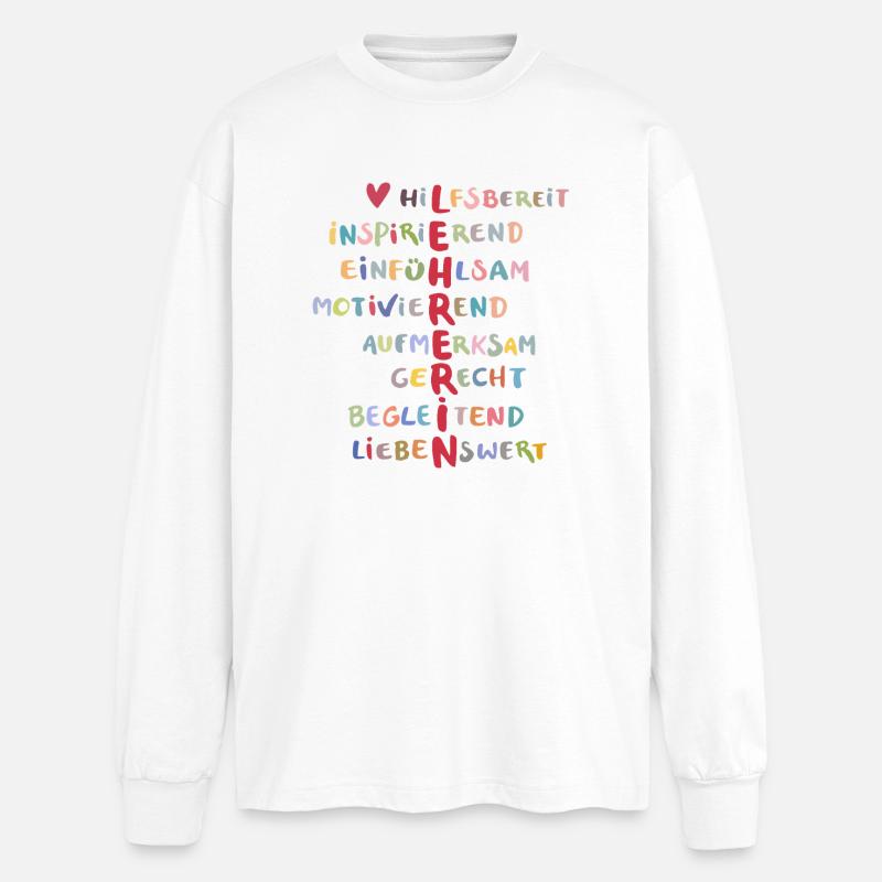 Lehrerin - Oversized Langarmshirt  - Weiß
