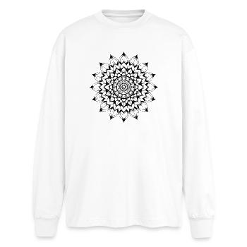 Mandala - Oversized Langarmshirt  - Weiß - Vorne - AI Model Male 185 light (185cm)