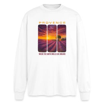 Lavendel-Provence - Oversized Langarmshirt  - Weiß - Vorne - AI Model Male 185 light (185cm)