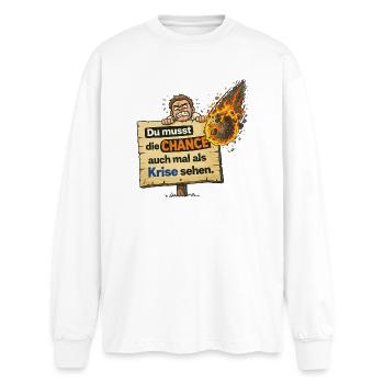 Opportunity as Crisis Saying Design - Oversized Long Sleeve T-Shirt - white - Front - AI Model Male 185 light (185cm)