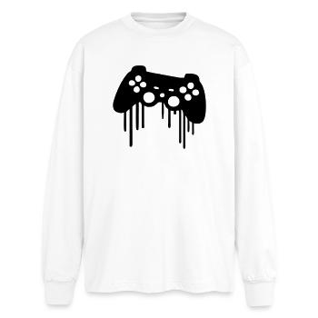 Manette de jeu - T-shirt manches longues oversize - blanc - Devant - AI Model Male 185 light (185cm)