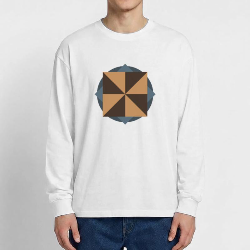 PYRAMID CORE GEOMETRY | Basic Shapes Artwork Oversized Long Sleeve T-Shirt