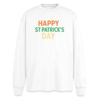 Frohen St. Patrick's Day - Oversized Langarmshirt  - Weiß - Vorne - AI Model Male 185 light (185cm)