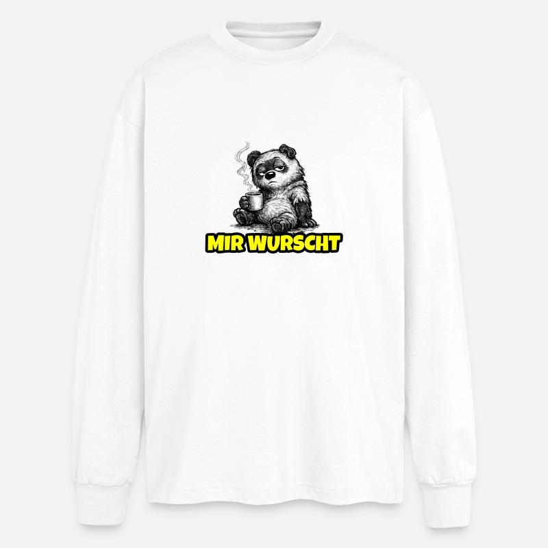 I don't care – Grumpy Bear with Coffee (Sketch) - Oversized Long Sleeve T-Shirt - white
