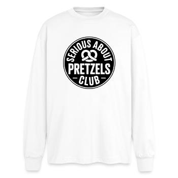 Brezel-Liebhaber Serious about Pretzels Bäcker - Oversized Langarmshirt  - Weiß - Vorne - AI Model Male 185 light (185cm)