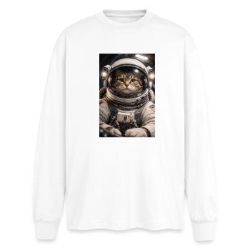 Space cat in astronaut suit - Oversized Long Sleeve T-Shirt - white - Front - AI Model Male 185 light (185cm)
