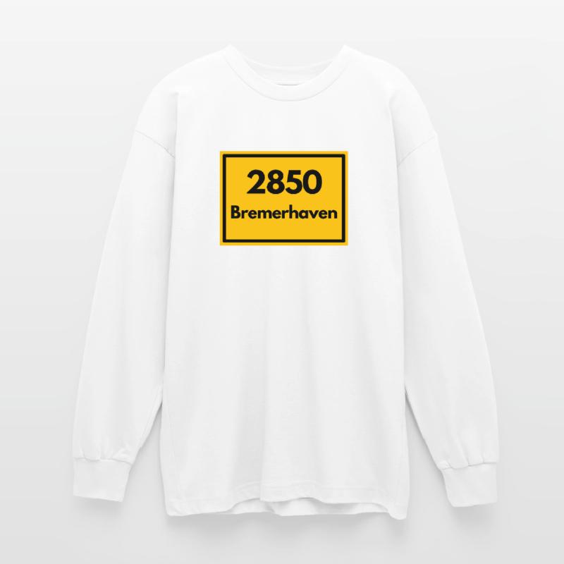OLD POSTCODE POSTCODE RETRO 2850 BREMERHAVEN HAFEN Oversized Long Sleeve T-Shirt