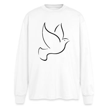 bird dove Taube Vogel peace - Oversized Langarmshirt  - Weiß - Vorne - AI Model Male 185 light (185cm)