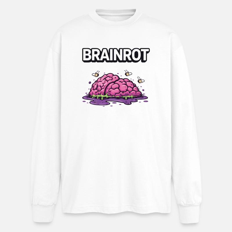 Brainrot Zombie Brain - Oversized Long Sleeve T-Shirt - white