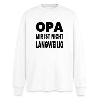Opa - Oversized Langarmshirt  - Weiß - Vorne - AI Model Male 185 light (185cm)