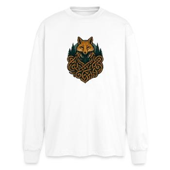 Fuchs im Knotenkunstwald - Oversized Langarmshirt  - Weiß - Vorne - AI Model Male 185 light (185cm)
