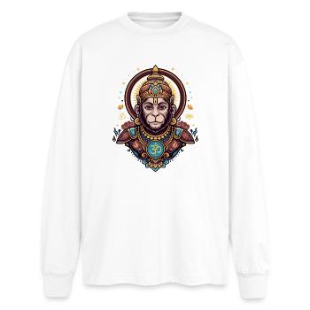 Roi Singe avec le symbole Om - T-shirt manches longues oversize - blanc - Devant - AI Model Male 185 light (185cm)