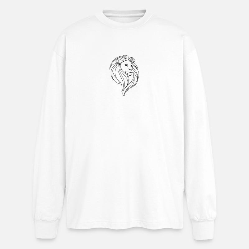 Löwe - Oversized Langarmshirt  - Weiß