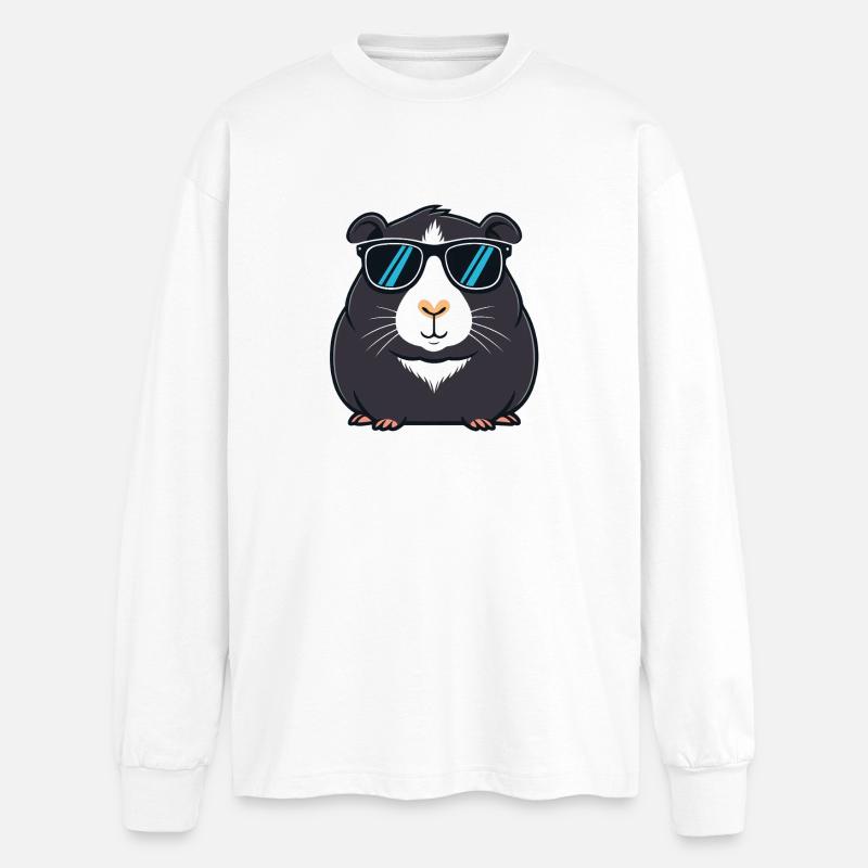 Capybara noir Cool Sunglasses - T-shirt manches longues oversize - blanc