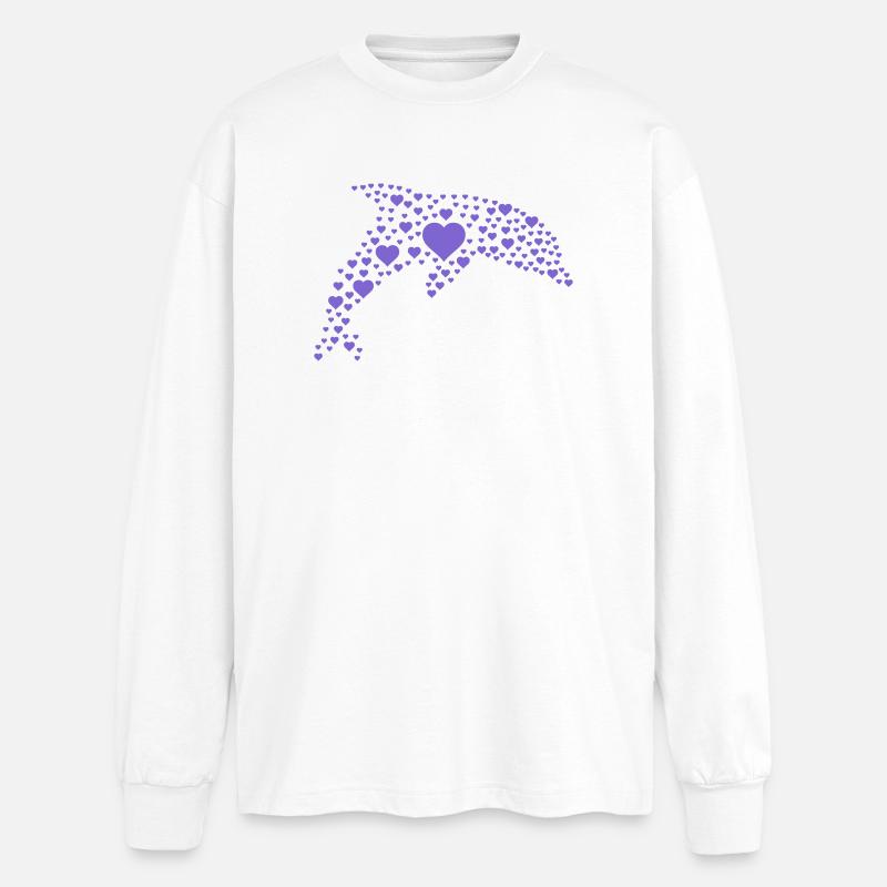 dolphin_hearts - Oversized Langarmshirt  - Weiß