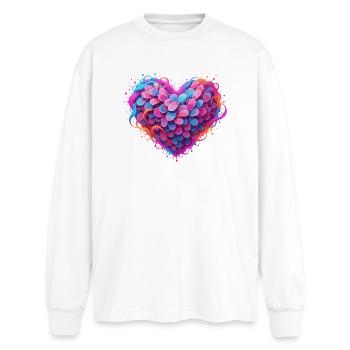 Heart of Color Feathers Neon Colors - Oversized Long Sleeve T-Shirt - white - Front - AI Model Male 185 light (185cm)