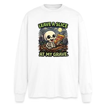 Une part de pizza squelettique à la tombe - T-shirt manches longues oversize - blanc - Devant - AI Model Male 185 light (185cm)