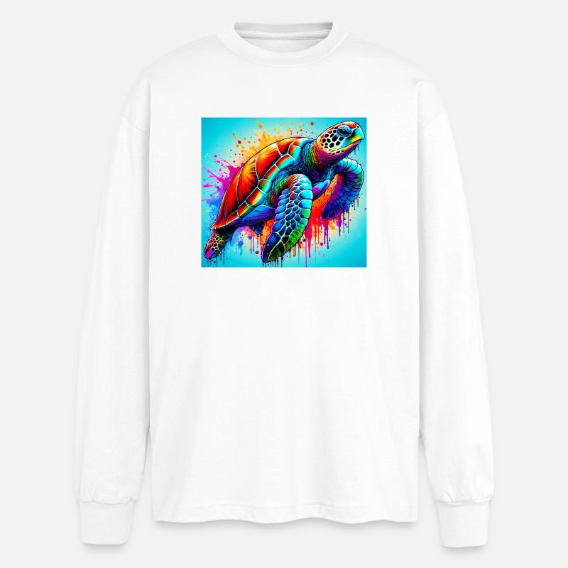 Schildkröte - Oversized Langarmshirt  - Weiß
