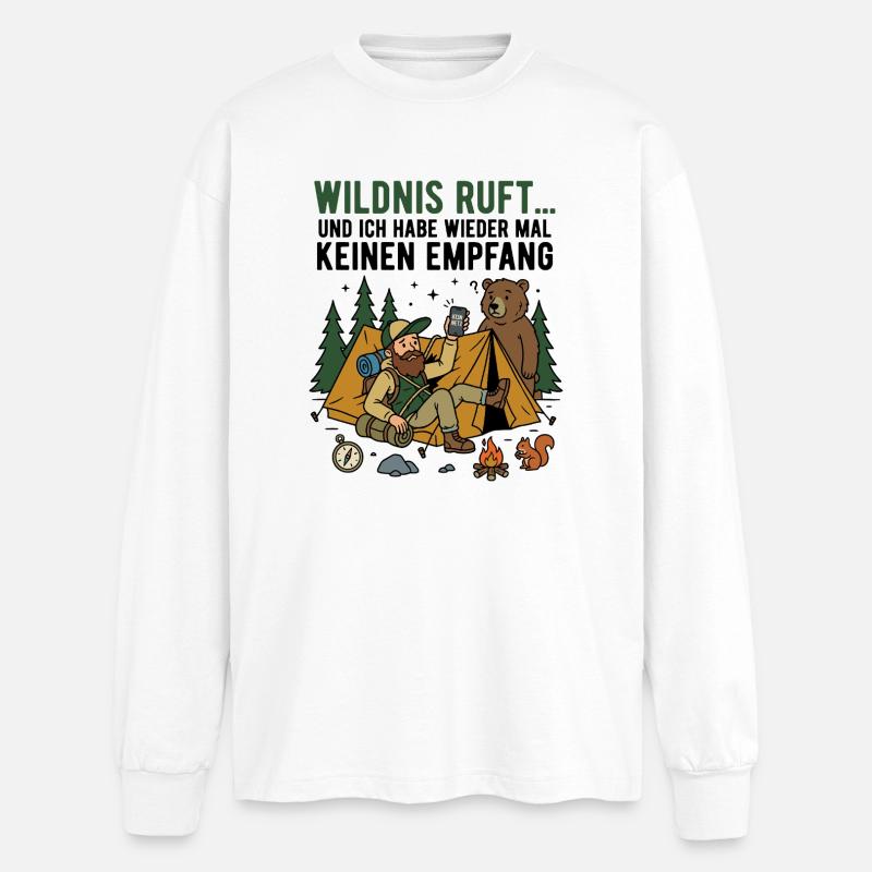 Waldcamp Abenteuer Bär und Hiker - Oversized Langarmshirt  - Weiß