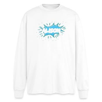 Geschenk für Alison - Oversized Langarmshirt  - Weiß - Vorne - AI Model Male 185 light (185cm)
