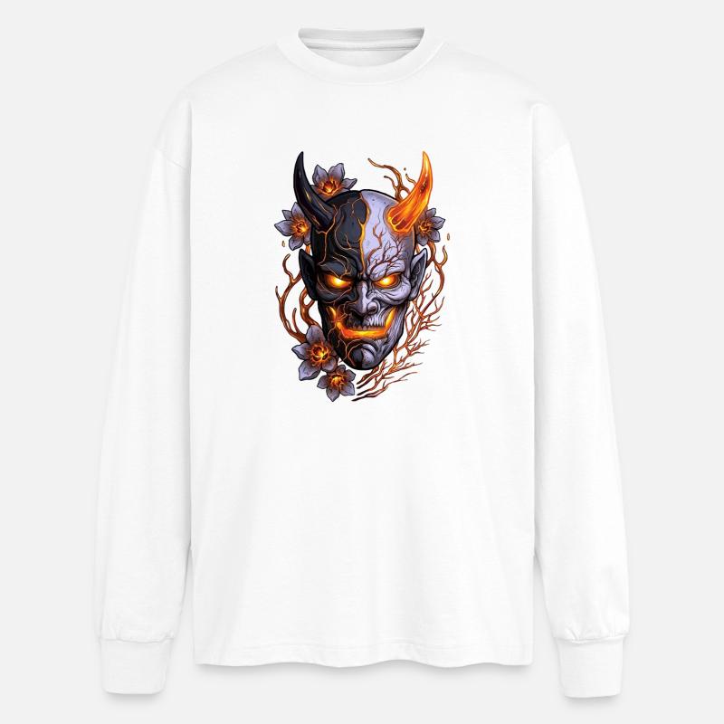 Hannya – Yōkai Demon - Oversized Long Sleeve T-Shirt - white