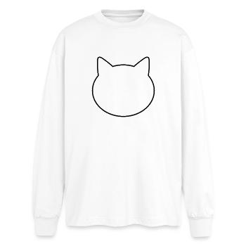 Tête de chat - T-shirt manches longues oversize - blanc - Devant - AI Model Male 185 light (185cm)