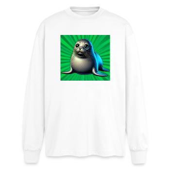 seal - Oversized Long Sleeve T-Shirt - white - Front - AI Model Male 185 light (185cm)
