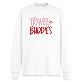 Compagnons de voyage - T-shirt manches longues oversize - blanc - Devant - AI Model Male 185 light (185cm)