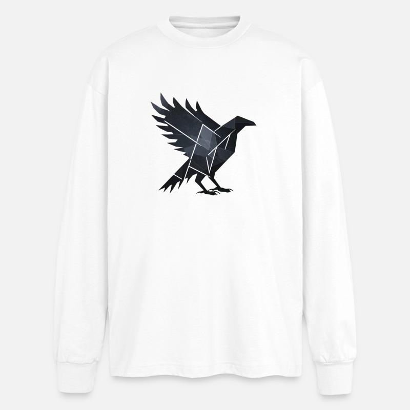 Black Raven - Oversized Long Sleeve T-Shirt - white