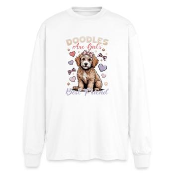 Goldendoodle Dog Breed - Oversized Long Sleeve T-Shirt - white - Front - AI Model Male 185 light (185cm)