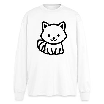 raton laveur - T-shirt manches longues oversize - blanc - Devant - AI Model Male 185 light (185cm)