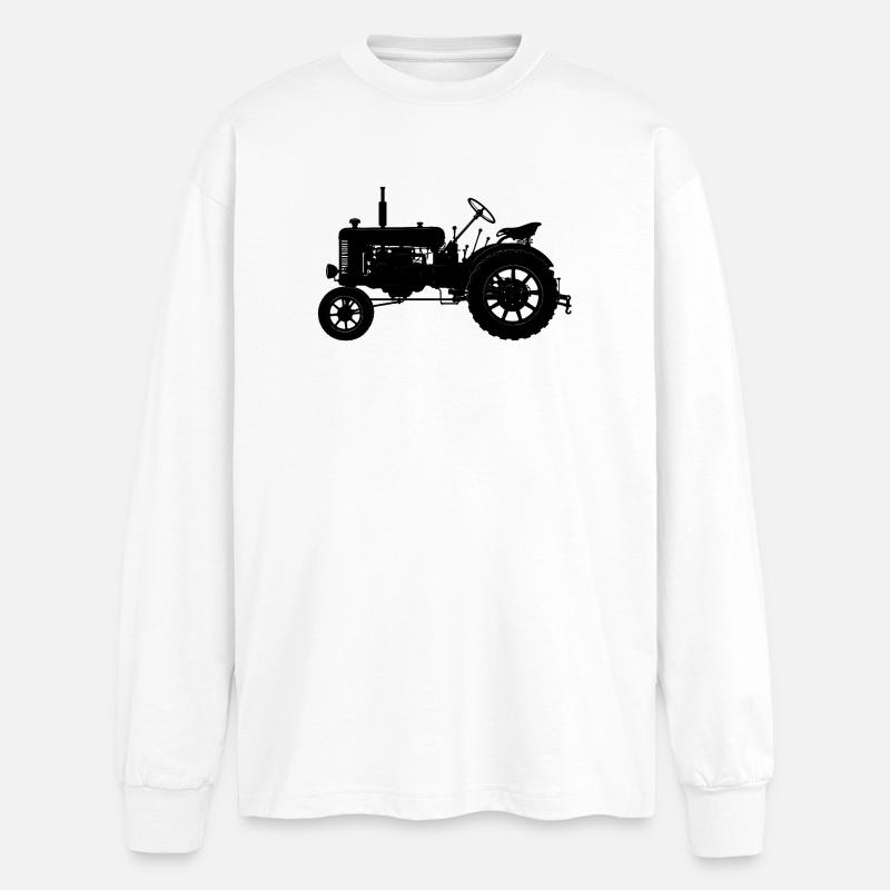 Traktor Vintage - Oversized Langarmshirt  - Weiß