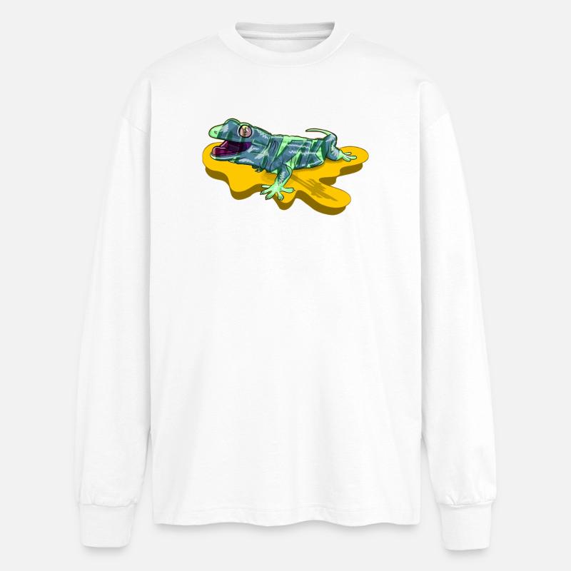 Lizard on neon yellow pond - Oversized Long Sleeve T-Shirt - white