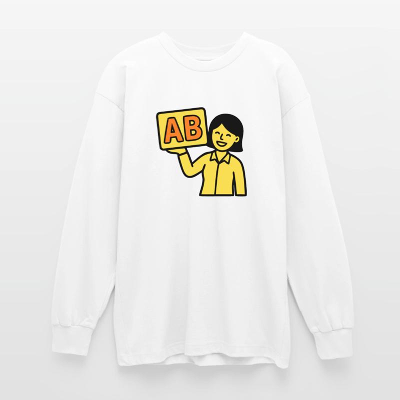 Teacher Elementary School ABC Vector Oversized Long Sleeve T-Shirt