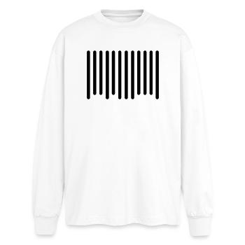 code barres - T-shirt manches longues oversize - blanc - Devant - AI Model Male 185 light (185cm)
