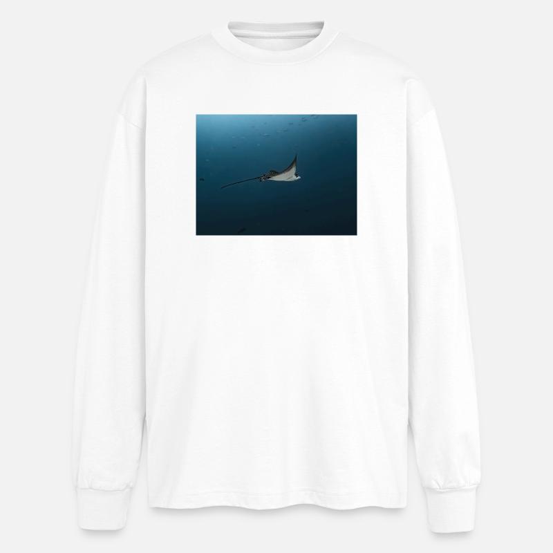 Manta Glide Over Ocean Abyss - Oversized Long Sleeve T-Shirt - white