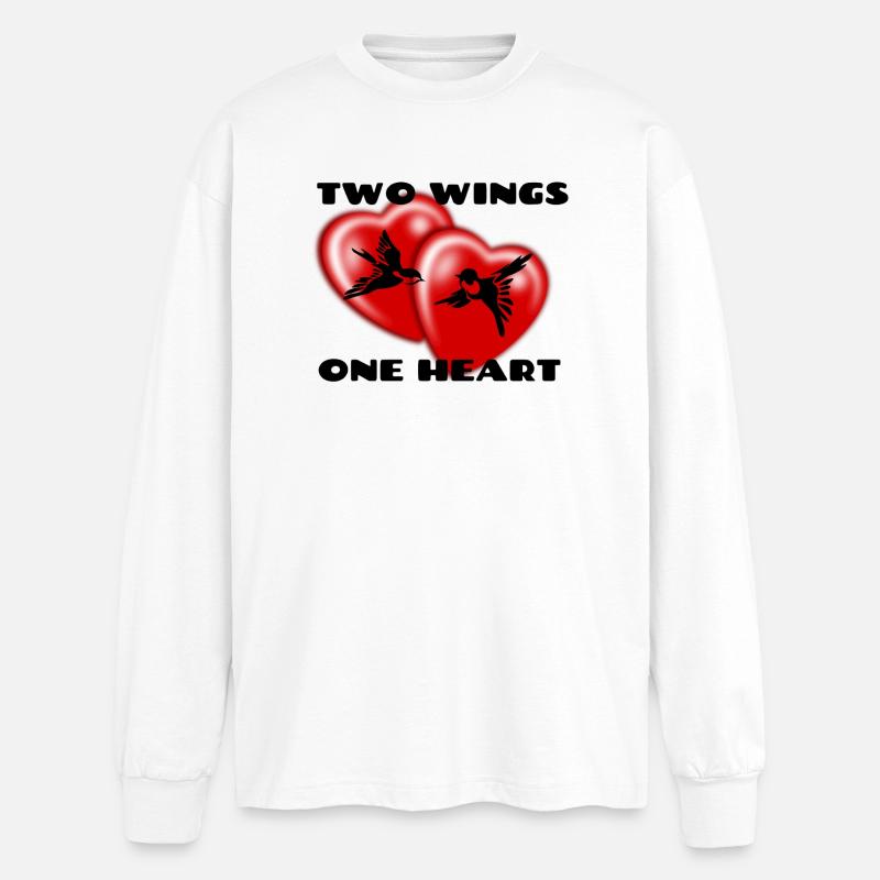 Two_Wings_One_Heart - Oversized Long Sleeve T-Shirt - white